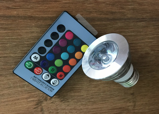 Shopping Mall RGB 3 Watt LED Spot Bulbs With Remote Control 16 Colors 24 Keys supplier