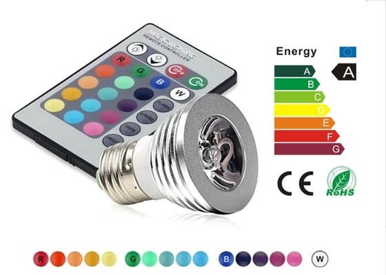 Rgb E27 Led Spot Bulbs 3w Epistar Chip Long Lifespan With Rgb Controller supplier