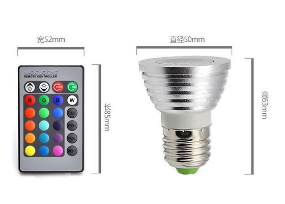 Rgb E27 Led Spot Bulbs 3w Epistar Chip Long Lifespan With Rgb Controller supplier