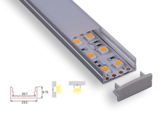 Transparent Pc Led Strip Light Aluminum Channel , 23.5mm Led Strip Light Profile supplier