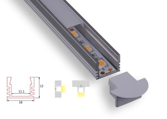 16mm Led Aluminum Profile C012 Anodized Extruded For Corner Led Lighting supplier