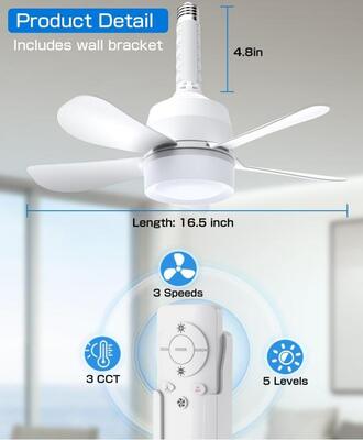 16 inch E26 E27 Socket small LED Fan Light with Remote 3 color temeperature dimmable 3 Speeds & 5 Brightness Levels Ultra-Quiet 5-Blade supplier