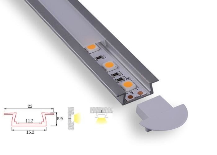 Frosted Cover Led Aluminum Profile 2 Meter Length Ip65 Recessed Mounted supplier