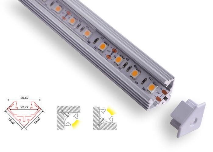 22mm Triangle Led Aluminum Profile Anodized Surface With Black Sliver White Fixture supplier