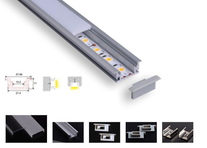 Strong Pc Led Aluminium Channel , Pcb 12.2mm Led Tape Channel For Floor Lighting supplier