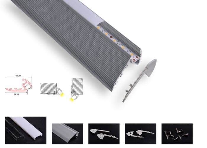Stair Lighting Led Aluminum Profile 6063 T5 Recessed Opal Cover 2m 3m Length supplier