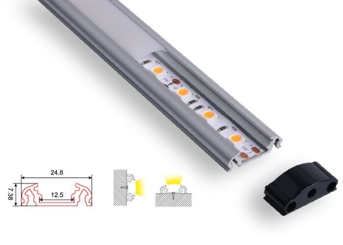 Waterproof Led Aluminum Profile Black Fixture Ip44 With Clear Diffuser Cover supplier